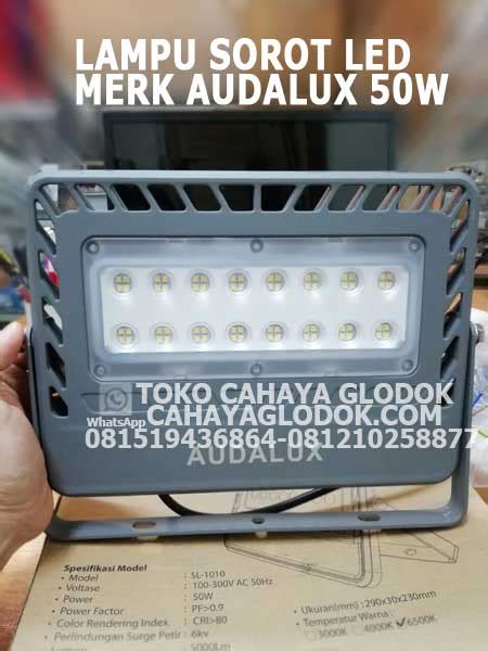 Jual Lampu Sorot LED Merk Audalux 50 Watt Cahaya Glodok