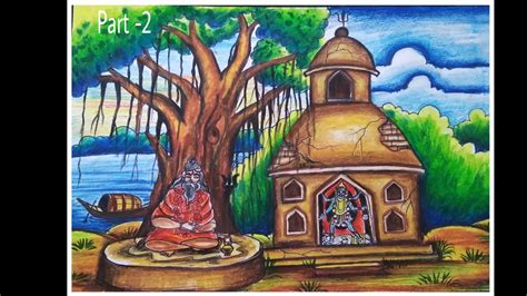 Kali Puja Scenery Drawing Step By Step Diwali Drawing Maa Kali