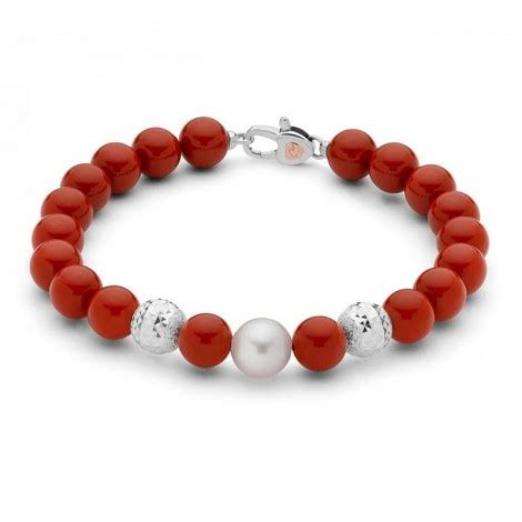 Bracciale Donna Miluna Terra E Mare Corallo Rosso Mm Perla Coltivata