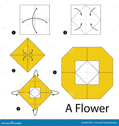 Step By Step Instructions How To Make Origami A Flower Stock Vector