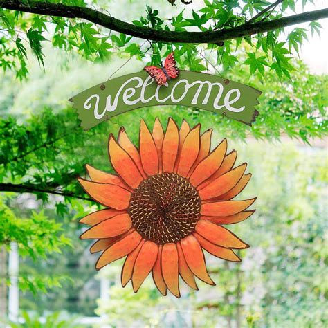 Metal Sunflower Welcome Sign Yk Decor