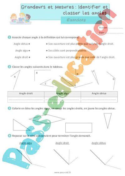 Identifier Et Classer Les Angles Exercices De Grandeurs Et Mesures