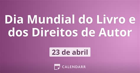 Dia Mundial Do Livro E Dos Direitos De Autor De Abril Calendarr