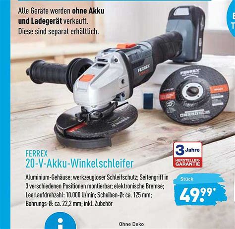 Ferrex V Akku Winkelschleifer Angebot Bei Aldi Nord Prospekte De