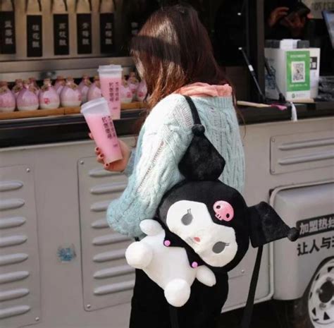 Kawaii Ruunjoy Plush Sanrio Backpack Kuromi Meu Saco Plushie