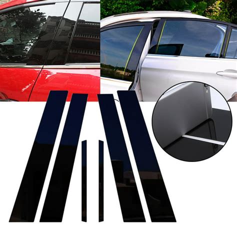 Xotic Tech 6pcs Glossy Black Car Door Window Pillar Post Cover Trim Molding Kit For Honda Accord