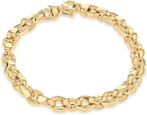 Carissima Gold 9ct Yellow Gold Thick Oval Belcher Bracelet Of Length 20cm Uk Jewellery