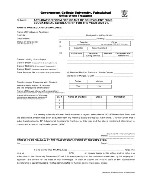 Fillable Online Application Form For Grant Of Benevolent Fund Fax Email