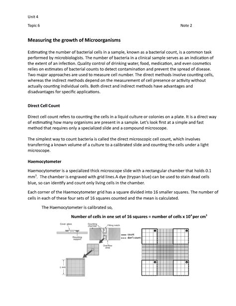 Note 2 Measuring The Growth Of Microorganisms Topic 6 Note 2