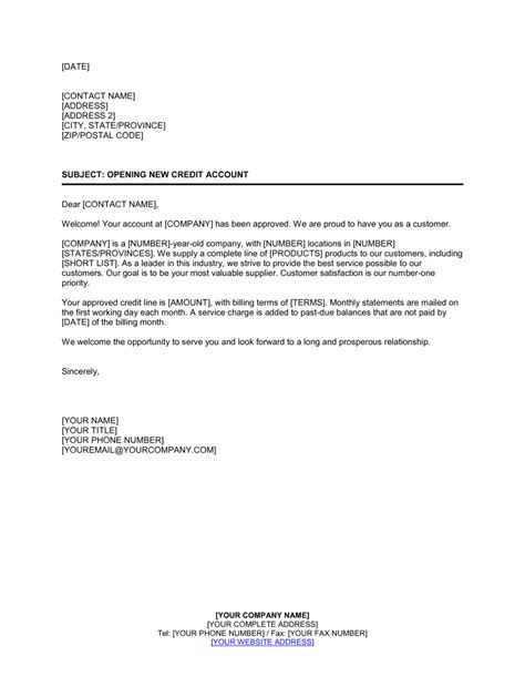 Opening New Credit Account Template (Word & PDF) - Free Trial