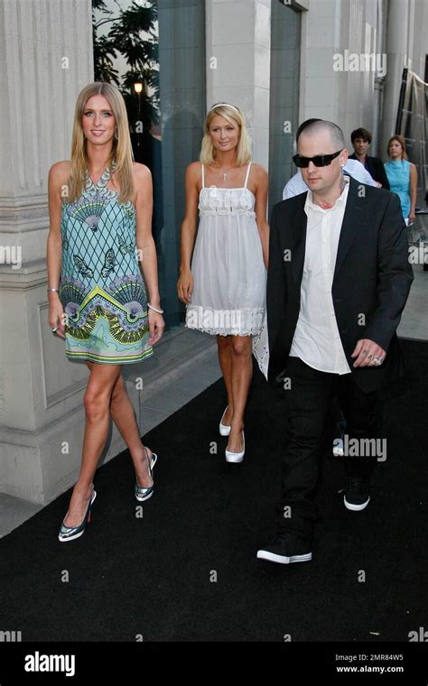 Paris Hilton, Benji Madden, David Katzenberg, Nicky Hilton arrive at