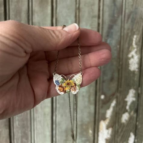 Enamel Butterfly Necklace Etsy