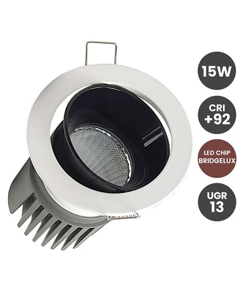 Foco Downlight Empotrable Led W Direccionable Blanco Y Negro Cri Ugr