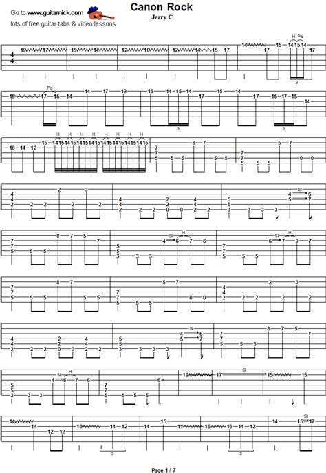 Canon Rock Guitar Solo Tab 1 Guitar Tabs Guitar Tabs Acoustic