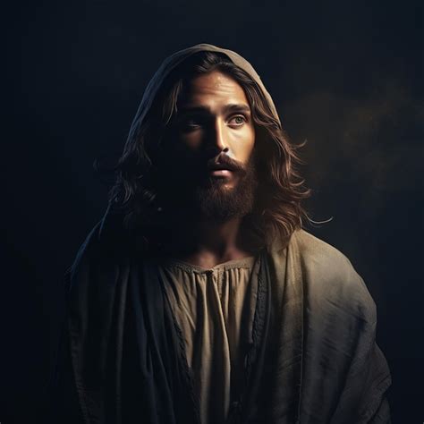 Premium Photo Portrait Of Jesus Christ In Dark Background