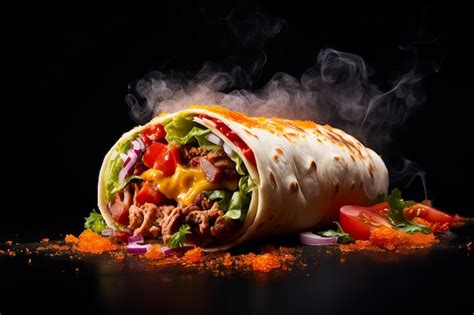 Premium AI Image Hot Delicious Shawarma With Meat Fresh Veggies