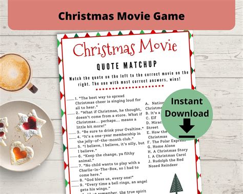 Christmas Movie Match Trivia Game Guess The Christmas Movie Etsy