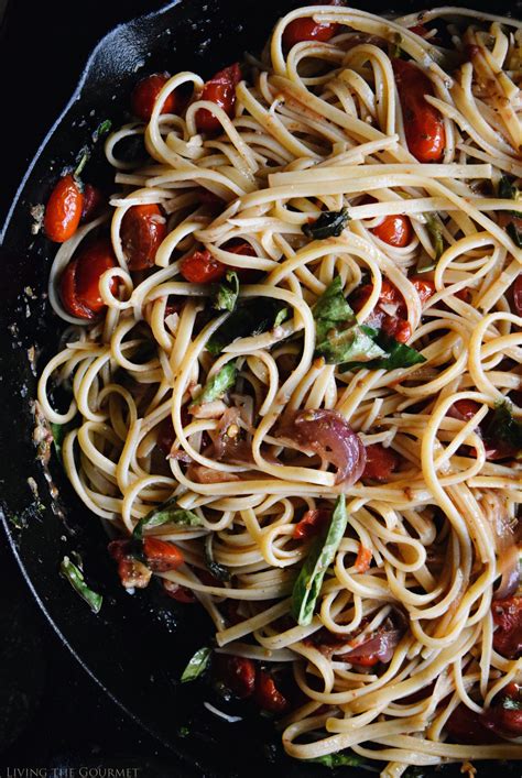 Truffle Linguini With Fresh Tomatoes Anchovies And Basil Living The