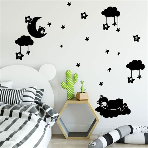 Sticker Nounours Et Toiles Au Clair De Lune Stickers Stickers B B S