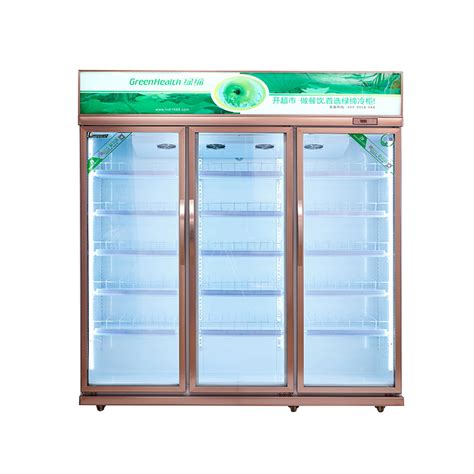 Fan Cooling System Three Glass Doors Cooler Showcase For Supermarket