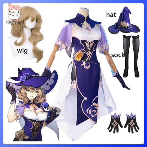 Genshin Impact Lisa Witch Of Purple Rose Cosplay Costume Special The