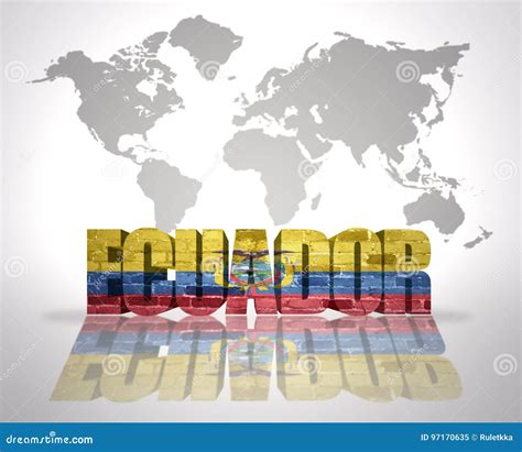 Word Ecuador Op Een Achtergrond Van De Wereldkaart Stock Illustratie