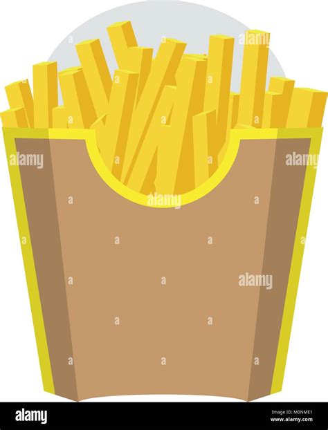 Empty Packaging Box For French Fries Fast Food Icon Brown Color