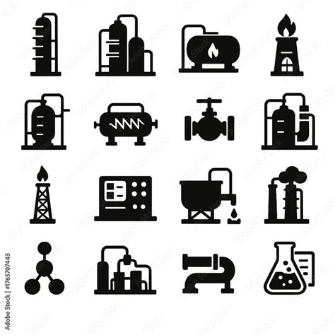 refinery process icons petroleum refining  processing icons