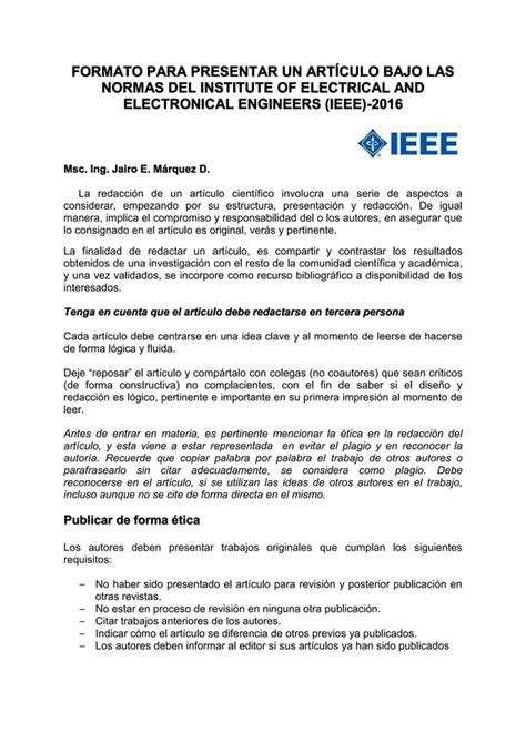 Formato para presentar un artículo ieee 2016 PDF