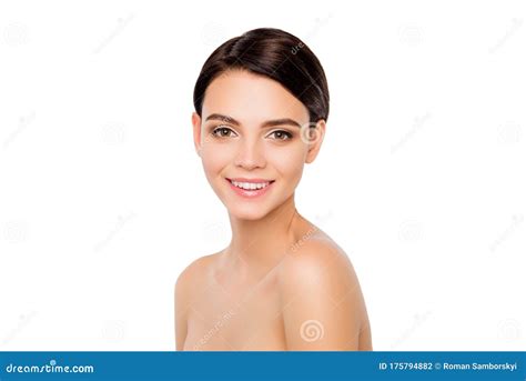 Portrait of Young Beautiful Woman Showing Ideal Face Stock Photo ...