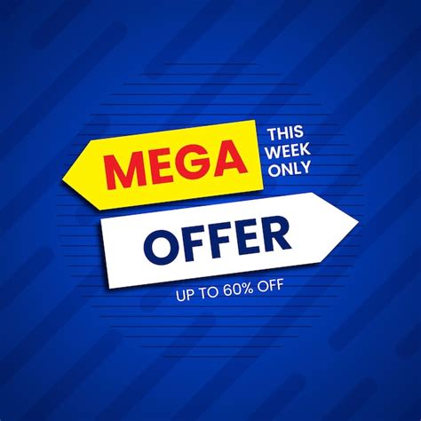 Mega Oferta De Venta Y Plantilla De Banner Vector Premium