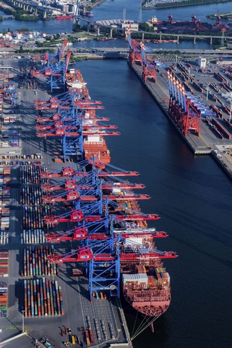 Aerial Image Hamburg Hhla Logistics Container Terminal Burchardkai In