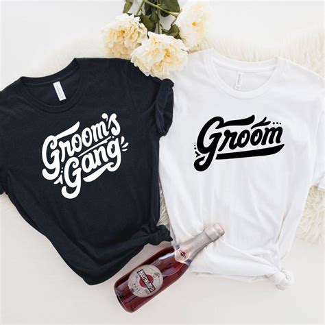 Black And White Grooms Gang Short Sleeve Bachelor Party Tee Stag Party