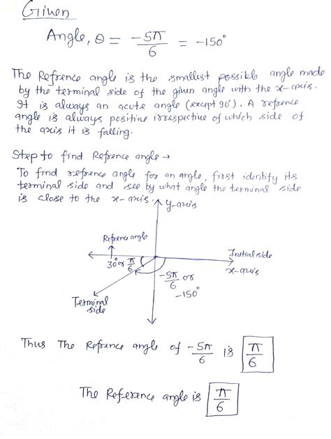 [Solved] Give the reference angle for angle measure 6 The reference ...