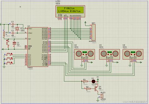 23、基于51单片机的三路超声波测距系统（proteus仿真程序设计报告）单片机超声波测距系统设计 Csdn博客