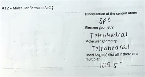 'Draw Lewis structure for molecule. Identify hybridization of central ...