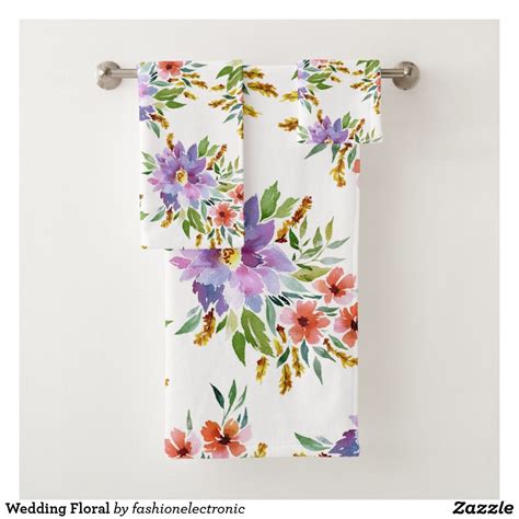 Wedding Floral Bath Towel Set Zazzle In Floral Bath Towels