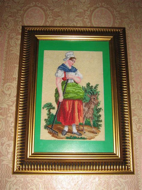 крестьянка с козой | Painting, Art, Cross stitch