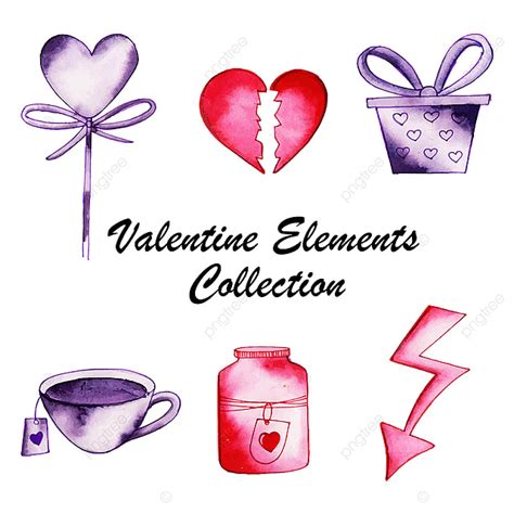 Valentine Collection Vector Design Images Watercolor Valentine