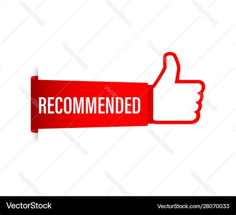 Recommend Icon White Label Recommended On Red Vector Image