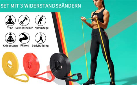 3 Stück Fitnessbänder Set 3 Größen Widerstandsbänder Klimmzugband