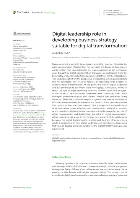 Pdf Digital Leadership Role In Developing Business Strategy Suitable