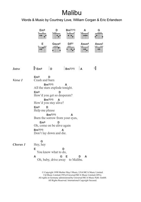 Malibu by Hole - Guitar Chords/Lyrics - Guitar Instructor