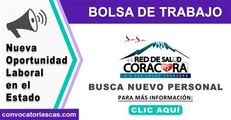 Convocatoria RED DE SALUD CORACORA CAS 50 Plazas Biología