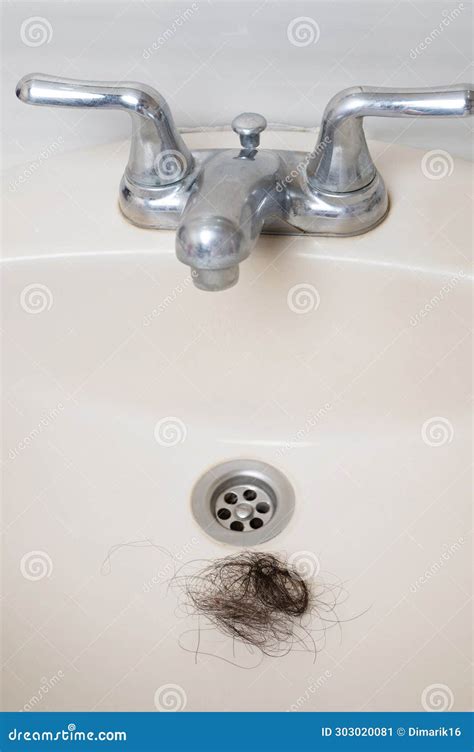 Messy Clog Hair In Ceramic Sink Stock Image Image Of Loss Hand