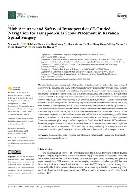 PDF High Accuracy And Safety Of Intraoperative CT Guided Navigation