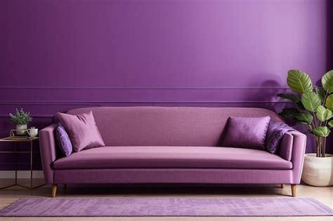 Premium AI Image | Sofa in purple living room with copy space