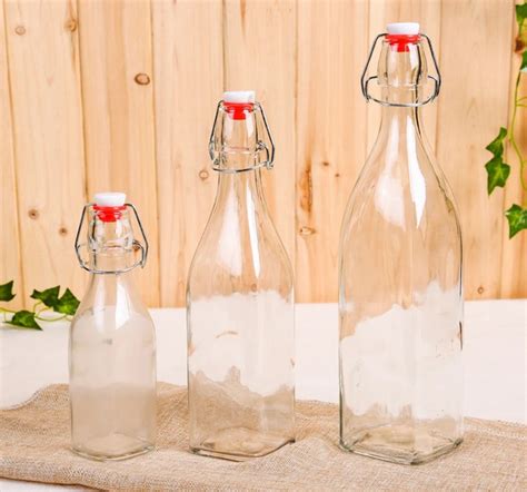 250ml 500ml 1000ml Flint Swing Top Glass Bottles For Beverage Large Stockedairtight Reusable