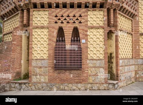 Detail of a window of the Güell pavilions a work by Gaudí with the