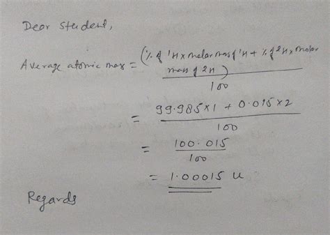 Calculate the average atomic mass of hydrogen using the following data ...